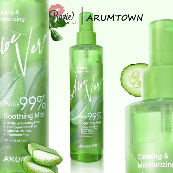 Xịt Khoáng Lô Hội Cấp Ẩm Dịu Da Arumore Aloe Vera Soothing Mist 200ML