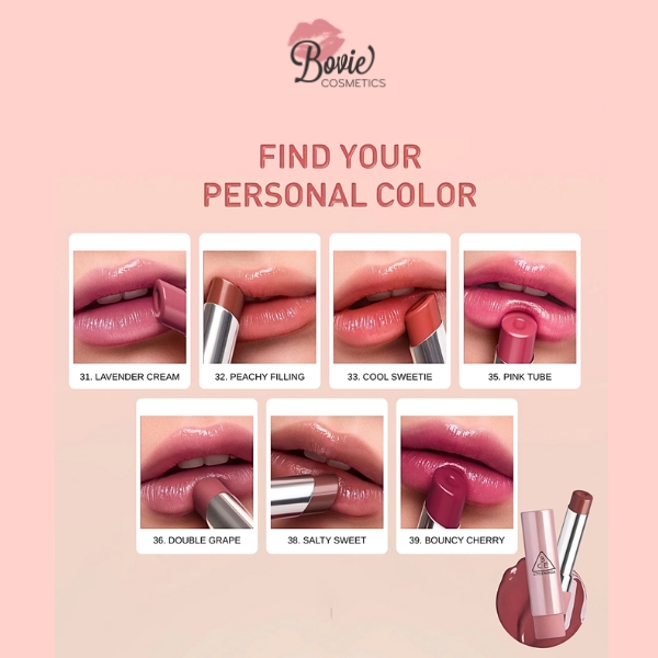 Son Bóng Dưỡng Môi Có Màu 3CE Glazy Lip Glow 5g
