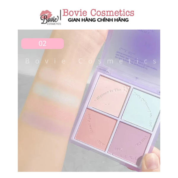 Phấn Má Hồng XIXI Sunset 4 ô Nhũ Sáng Highlight Tông Lì Và Nhũ Tạo Khối Trang Điểm D511