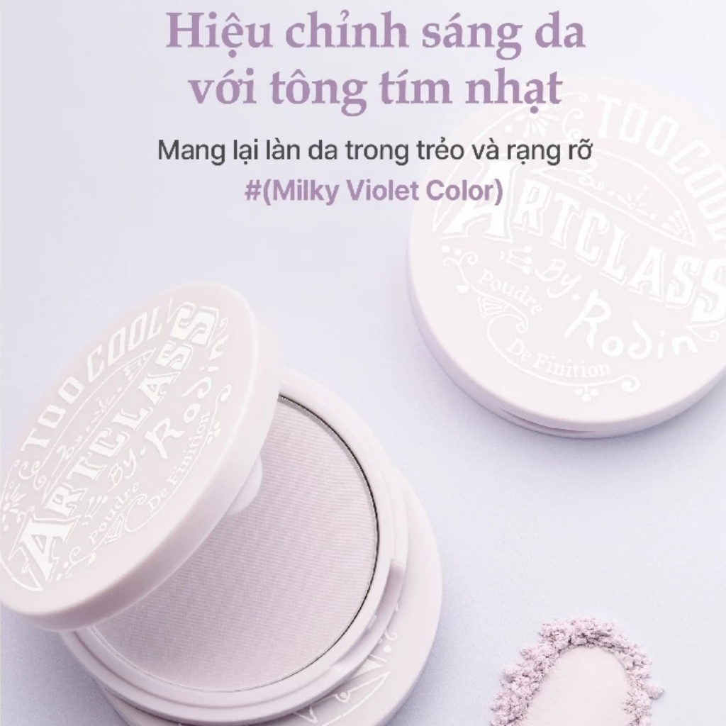 Phấn phủ kiềm dầu Too Cool For School Artclass By Rodin Finish Setting Pact Tím Milky Violet Điều Chỉnh Sắc Tố Da