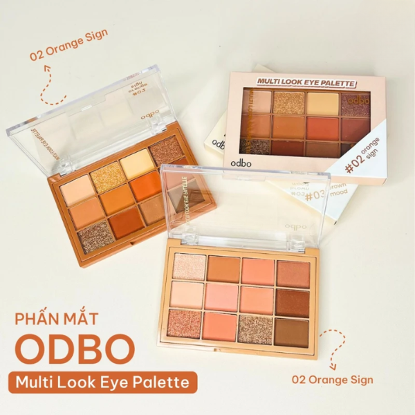 Bảng phấn mắt 12 ô Odbo Multi Look Eye Palette OD2012 gồm ánh nhũ và lì