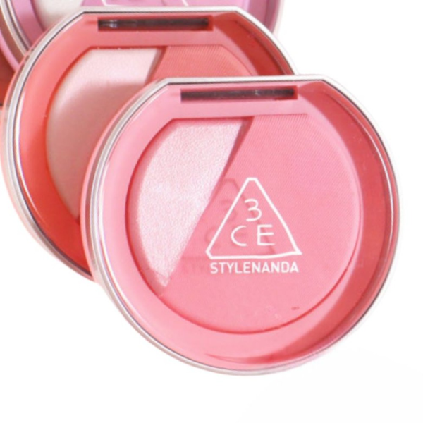 Set phấn má 3CE kèm highlight 2 in 1 tặng kèm cọ