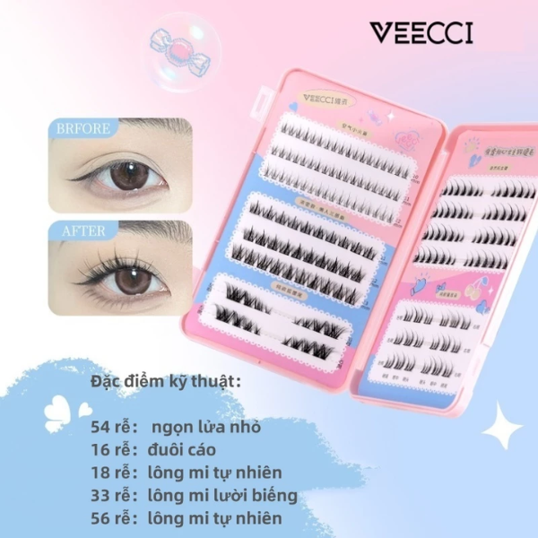 VEECCI Sách Lông Mi Giả Trang Điểm Chùm VC006