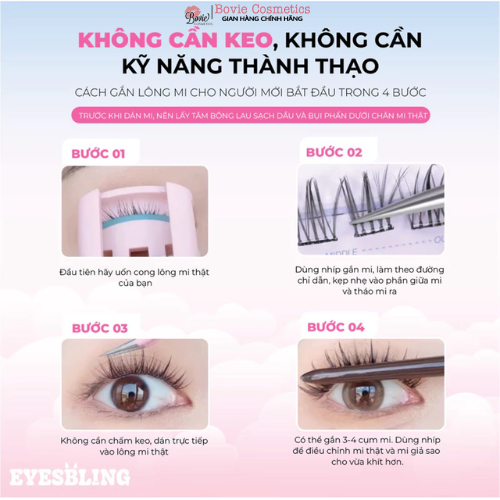 Mi giả tự dính không cần dùng keo EyesBling- thế hệ mới có thể tái sử dụng nhiều lần (bao bì mới cải tiến hơn)