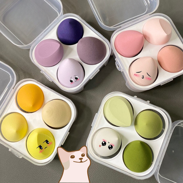 Set 4 Bông Mút Hình Giọt Nước Tán Kem Nền Trang Điểm Màu Ngẫu Nhiên