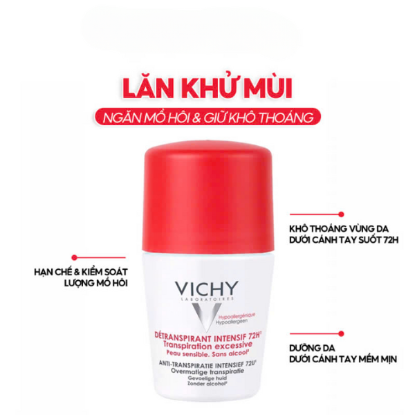 Lăn khử mùi Vichy Détranspirant Intensif 72h 50ml