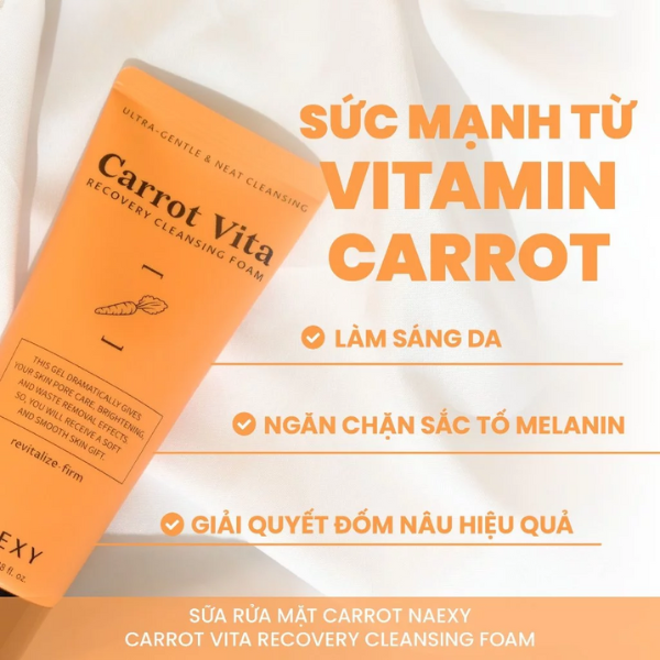 SỮA RỬA MẶT CÀ RỐT NAEXY CARROT VITA RECOVERY CLEANSING FOAM 100ML
