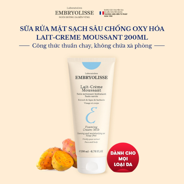 Sữa Rửa Mặt Embryolisse Làm Sạch Sâu, Chống Oxy Hóa 200ml
