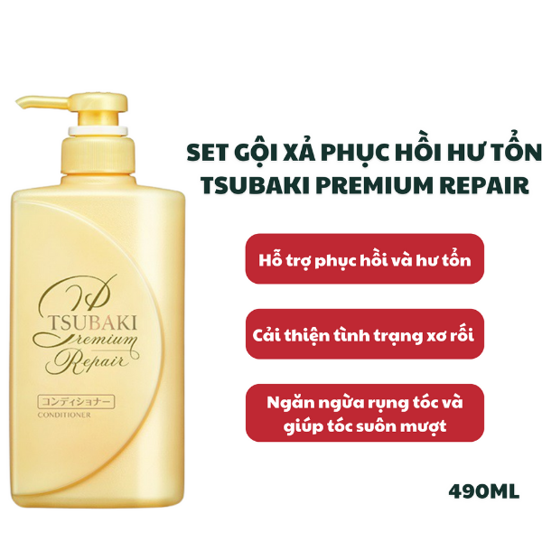 Dầu Xả Phục Hồi Hư Tổn Tsubaki Premium 490ml - Vàng