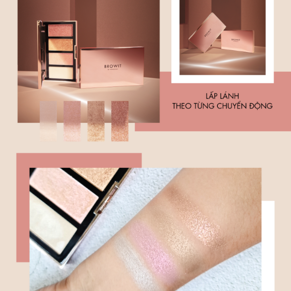 Bảng highlight chuyên nghiệp Nongchat Thái lan Browit Show Glow 4g x 4Colors