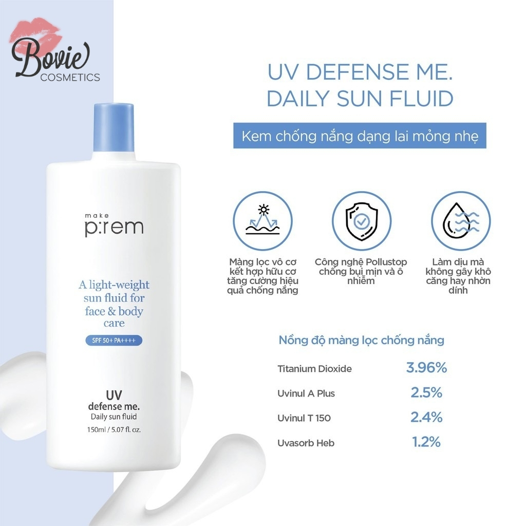 Kem Chống Nắng Make P:rem UV Defense Me Daily Sun Fluid SPF 50+ PA++++ 150ml