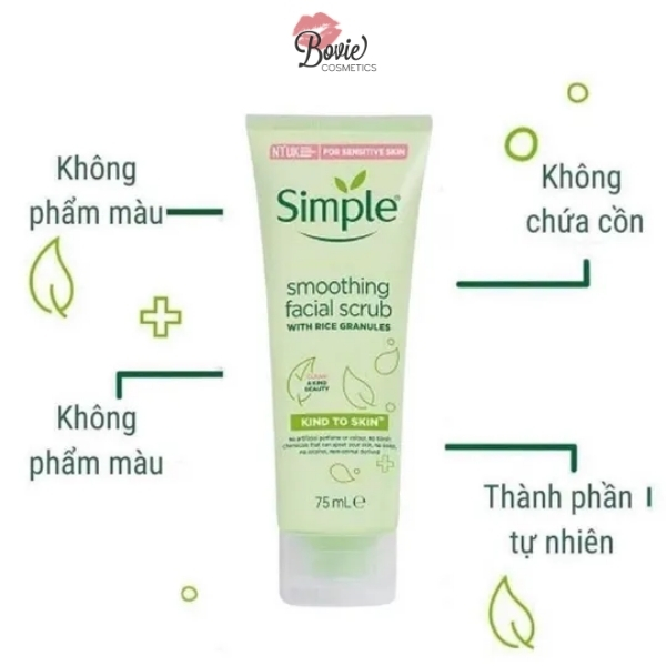 Tẩy Tế Bào Chết Simple Kind to Skin Smoothing Facial Scrub Dành Cho Da Nhạy Cảm 75ml