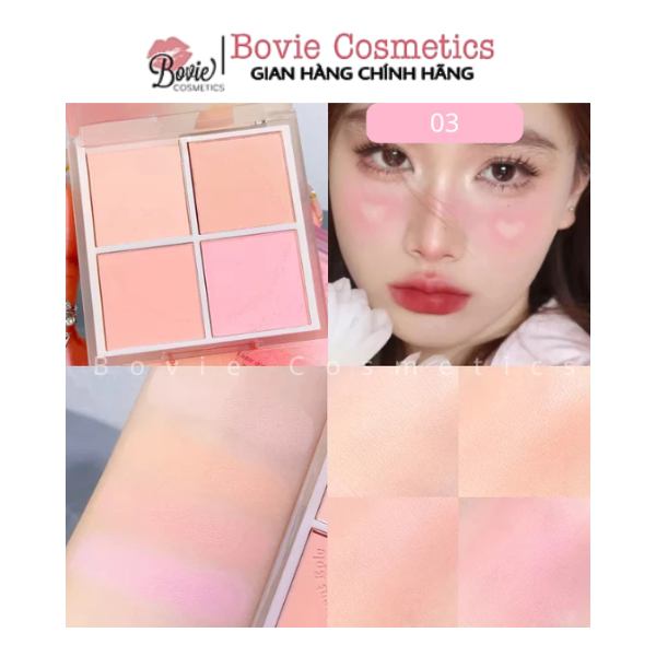 Phấn Má Hồng XIXI Sunset 4 ô Nhũ Sáng Highlight Tông Lì Và Nhũ Tạo Khối Trang Điểm D511
