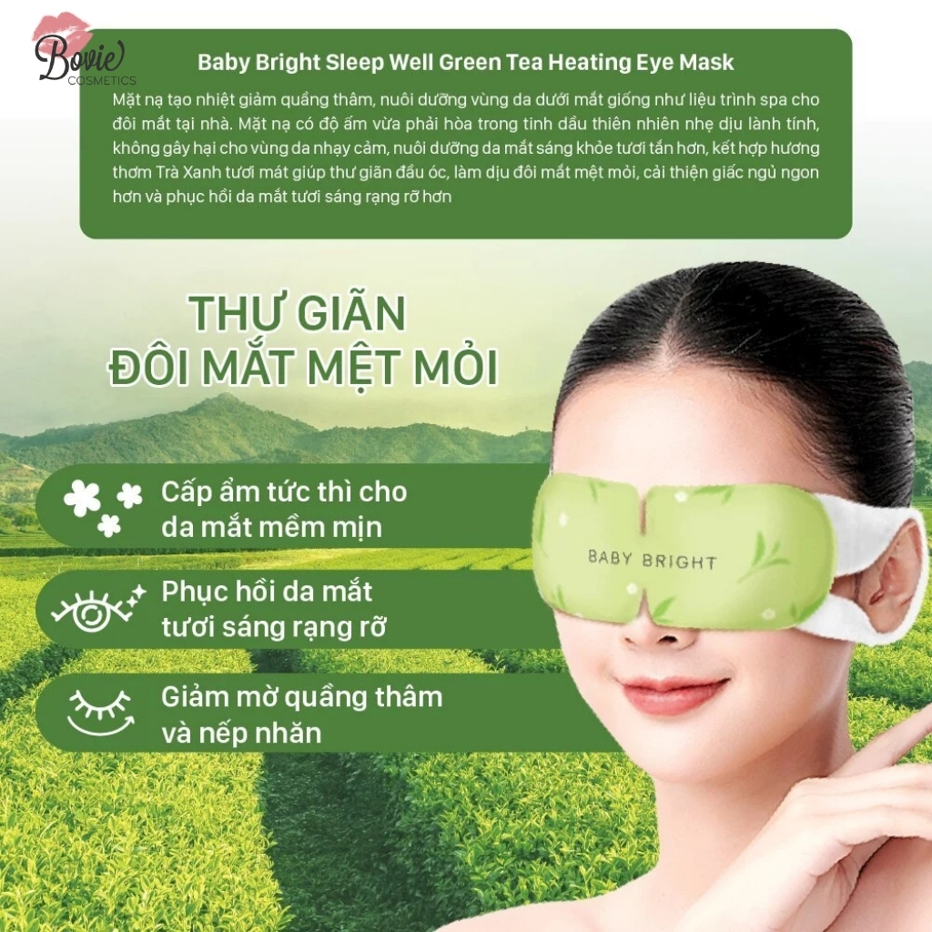 Mặt nạ xông hơi mắt trà xanh Baby Bright Sleep Well Green Tea Heating Eye Mask