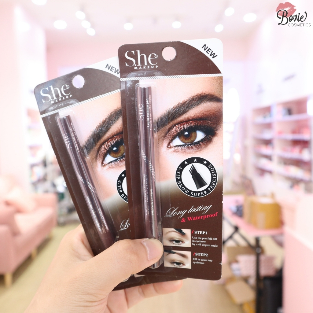 Kẻ Chân Mày Phẩy Sợi She Makeup Long Lasting & Waterproof EL05- Dark Brown