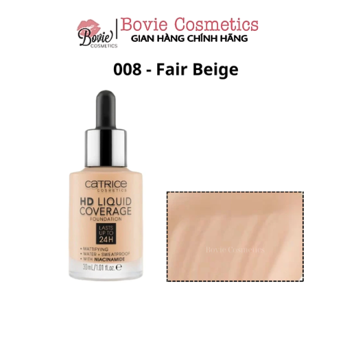 Kem Nền Kiềm Dầu, Che Phủ Tự Nhiên Catrice HD Liquid Coverage Foundation 30ml