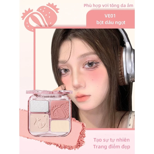 Bảng Phấn Má Hồng Highlight VEECCI Phấn Má Hồng bắt sáng 4trong1