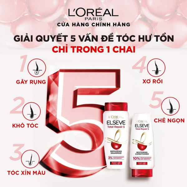 Dầu Xả L'Oreal Paris Phục Hồi Hư Tổn, Ngăn Gãy Rụng Tóc, Bảo Vệ Màu Tóc Nhuộm