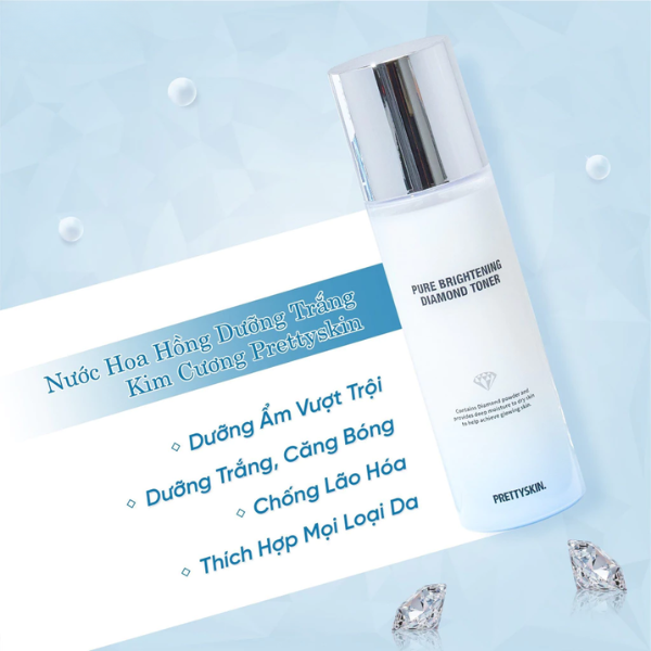 Nước Hoa Hồng PrettySkin Pure Brightening Diamond Toner Làm Dịu Da Cấp Ẩm Dưỡng Trắng 150ml
