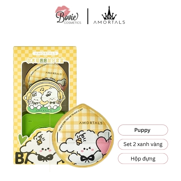 Bông Mút Trang Điểm AMORTALS Siêu Mềm Dễ Tán Kem Nền Kèm Hộp Đựng Mút Phấn