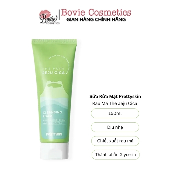 Gel Sữa Rửa Mặt Rau Má The Jeju Cica - Dưỡng Trắng Sạch Sâu Galactomyces First Deep Cleansing Foam Prettyskin