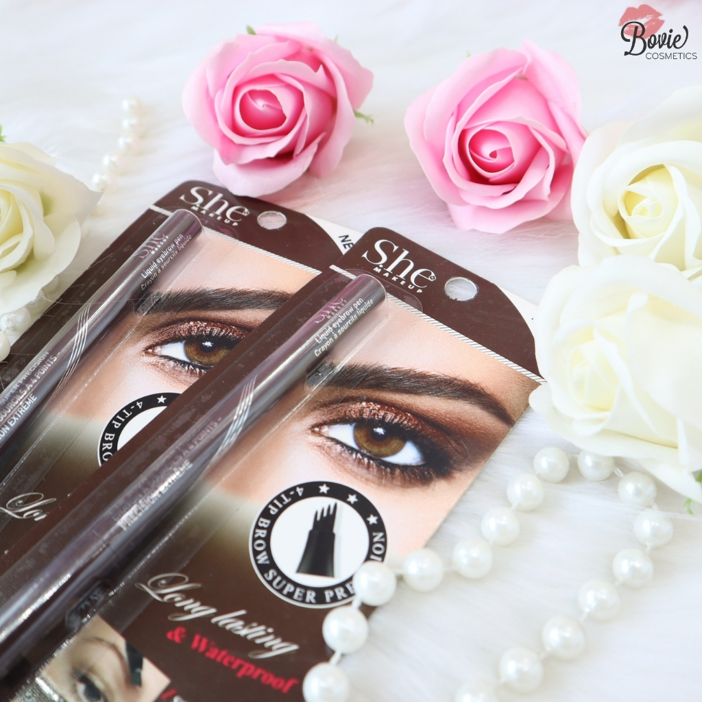 Kẻ Chân Mày Phẩy Sợi She Makeup Long Lasting & Waterproof EL05- Dark Brown