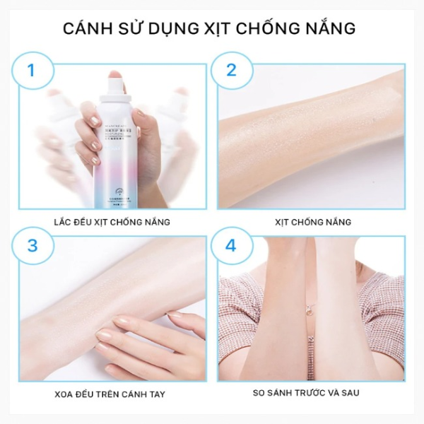 Xịt chống nắng nâng tone trắng da da M‘aycreate