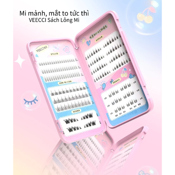 VEECCI Sách Lông Mi Giả Trang Điểm Chùm VC006