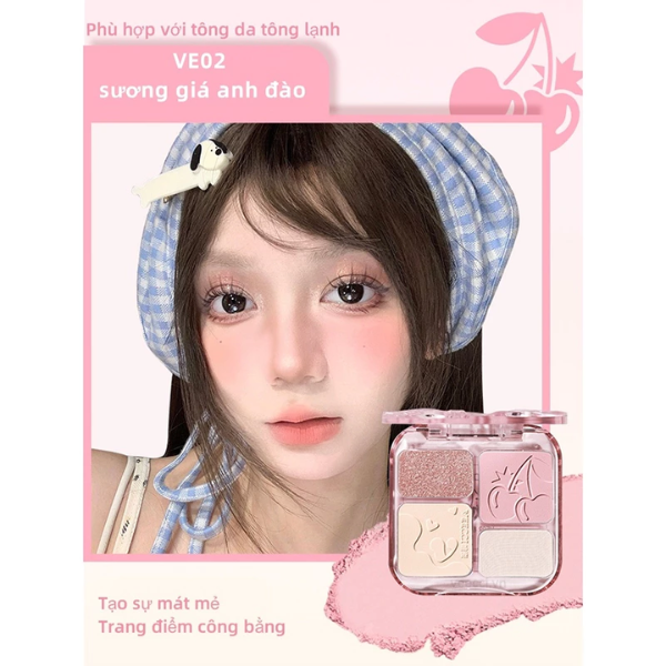 Bảng Phấn Má Hồng Highlight VEECCI Phấn Má Hồng bắt sáng 4trong1