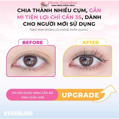 Mi giả tự dính không cần dùng keo EyesBling- thế hệ mới có thể tái sử dụng nhiều lần (bao bì mới cải tiến hơn)