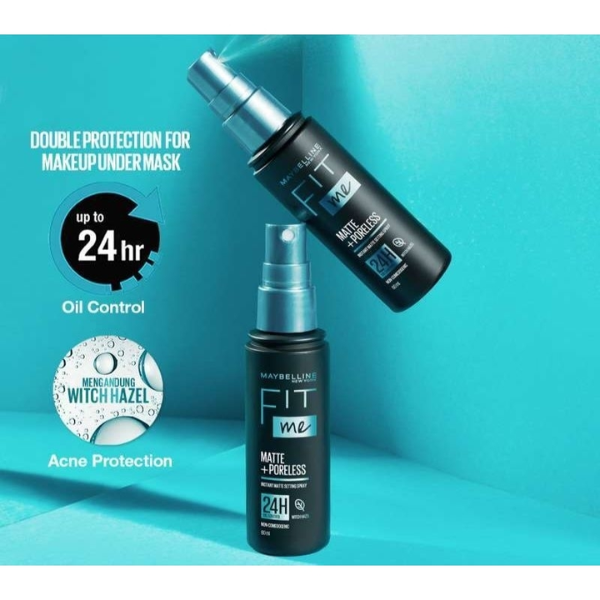 Xịt Khóa Nền, Cố Định Trang Điểm Kiềm Dầu, Mịn Lì Maybelline Fit Me Matte Poreless Setting Spray 60ml