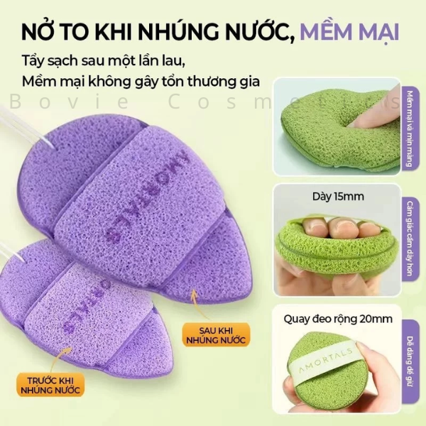 Bông mút bọt biển rửa mặt AMORTALS Chính Hãng