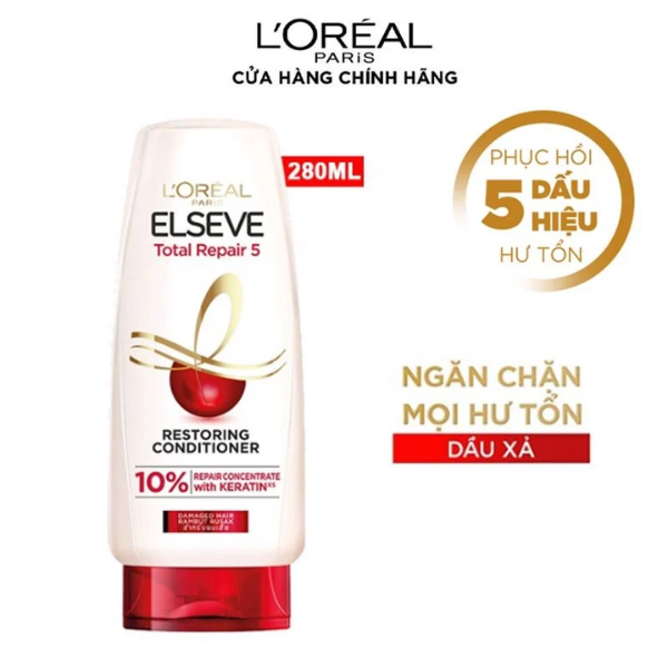 Dầu Xả L'Oreal Paris Phục Hồi Hư Tổn, Ngăn Gãy Rụng Tóc, Bảo Vệ Màu Tóc Nhuộm 280ml