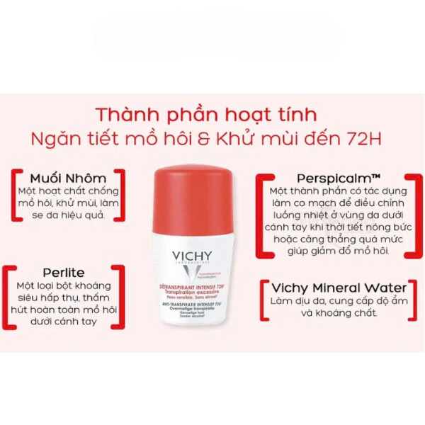 Lăn khử mùi Vichy Détranspirant Intensif 72h 50ml