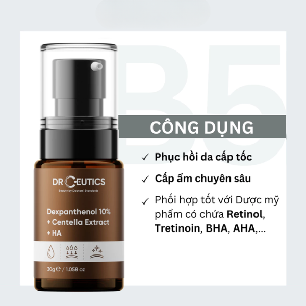 Serum DrCeutics Tinh Chất Dưỡng Cấp Ẩm, Làm Dịu Da DrCeutics Dexpanthenol 10% + Centella Extract + HA