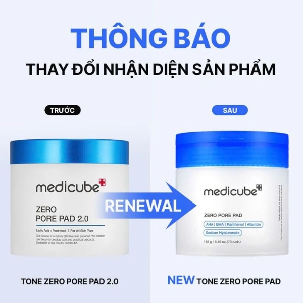 Toner Pad Chăm Sóc Lỗ Chân Lông Medicube Zero Pore Pad 2.0 155g