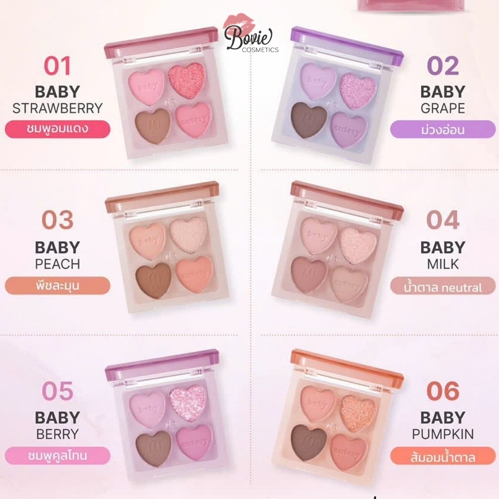 Bảng Phấn Mắt 4 Ô Hình Trái Tim ODBO Baby Cutesy Palette OD2035