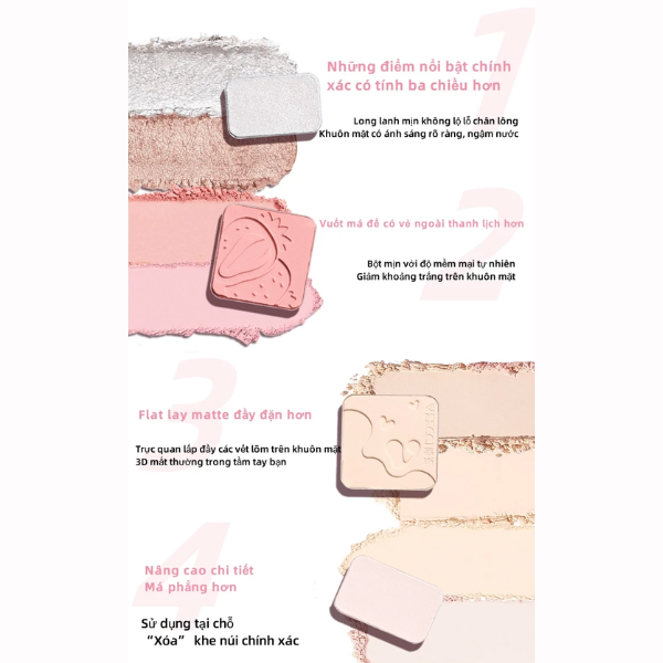 Bảng Phấn Má Hồng Highlight VEECCI Phấn Má Hồng bắt sáng 4trong1