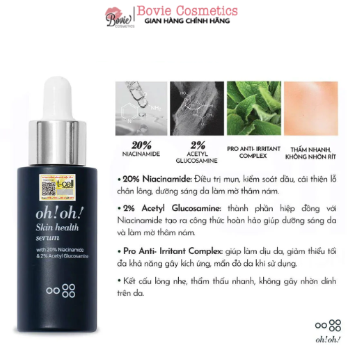 Serum oh!oh! Dưỡng Sáng Da, Giảm Thâm Nám Skin Health Serum (with 20% Niacinamide & 2% Acetyl Glucosamine)