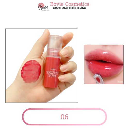 Son Bóng 4U2 Plumping Gloss Đầu Cọ Thép Massage Môi, Dưỡng Môi Mềm Căng Mọng 35g
