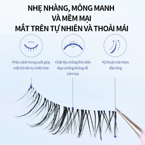 Lông Mi Giả Mlen Diary Gân Trong Suốt 5 Cặp