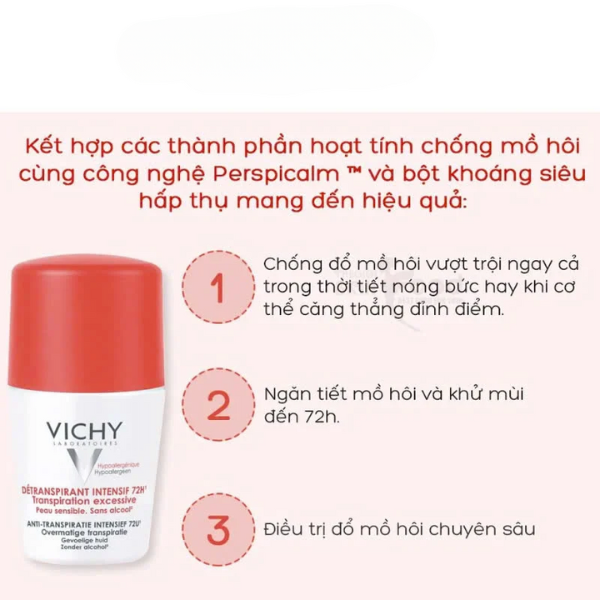 Lăn khử mùi Vichy Détranspirant Intensif 72h 50ml
