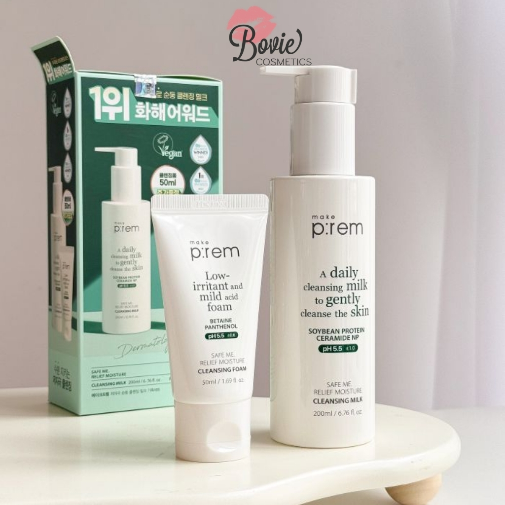 Sữa Rửa Mặt, Sữa Tẩy Trang Make P:rem Safe me Relief Moisture Cleansing Milk