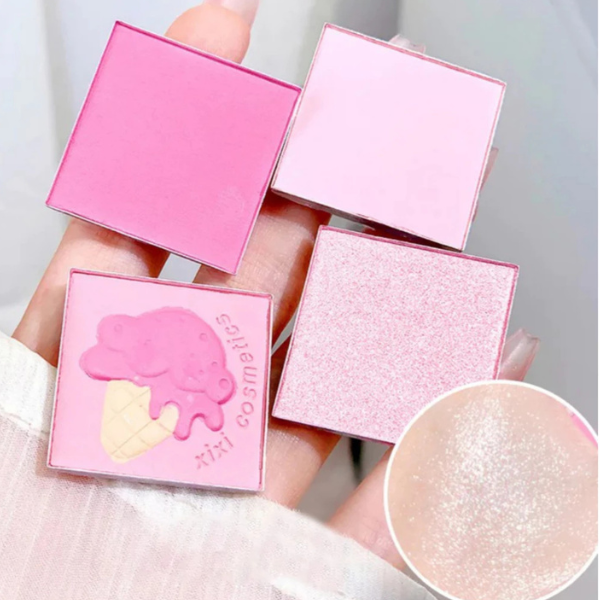 Phấn Má Hồng XIXI Sunset 4 ô Nhũ Sáng Highlight Tông Lì Và Nhũ Tạo Khối Trang Điểm D511