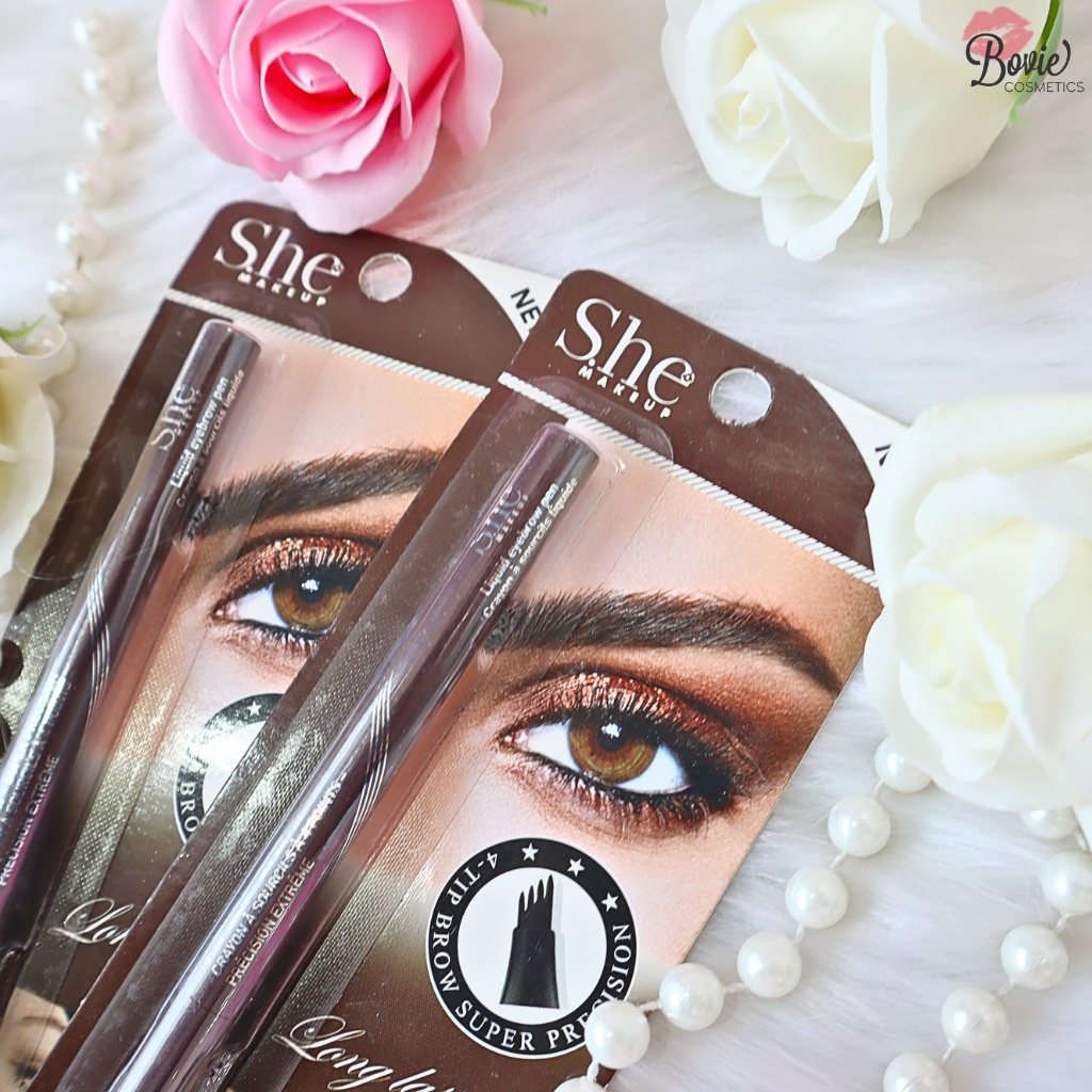 Kẻ Chân Mày Phẩy Sợi She Makeup Long Lasting & Waterproof EL05- Dark Brown