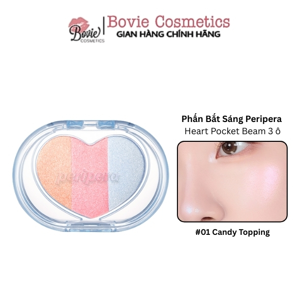 Phấn Bắt Sáng 3 Màu Peripera Heart Pocket Beam hình trái tim 3.3g