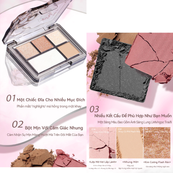 Bảng Phấn Mắt 5 Ô VEECCI Gợn Sóng Nước Veecci Dream Summer Eye Shadow