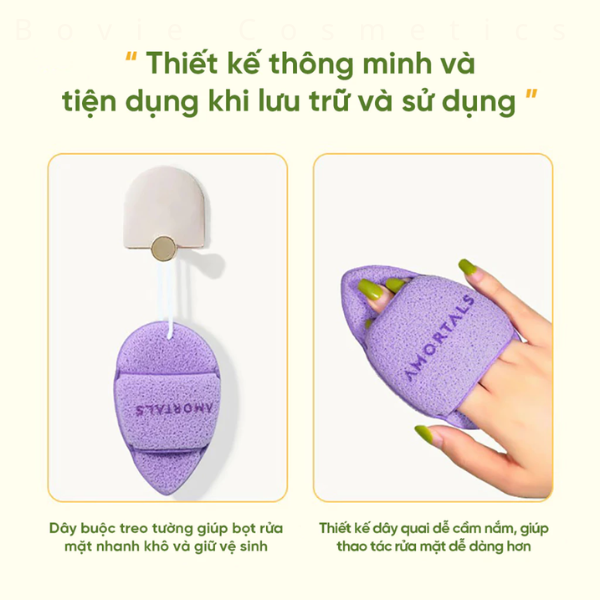 Bông mút bọt biển rửa mặt AMORTALS Chính Hãng