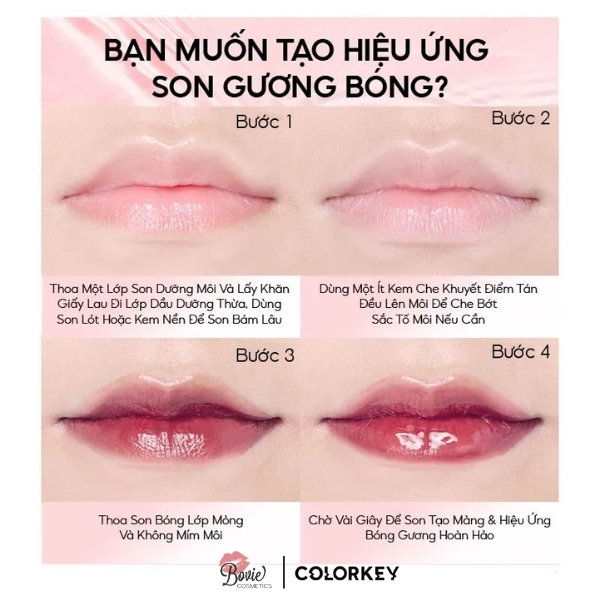 Son Tint Gương Bóng Bền Màu, Lâu Trôi Colorkey Airy Lip Mirror Series 1.7g