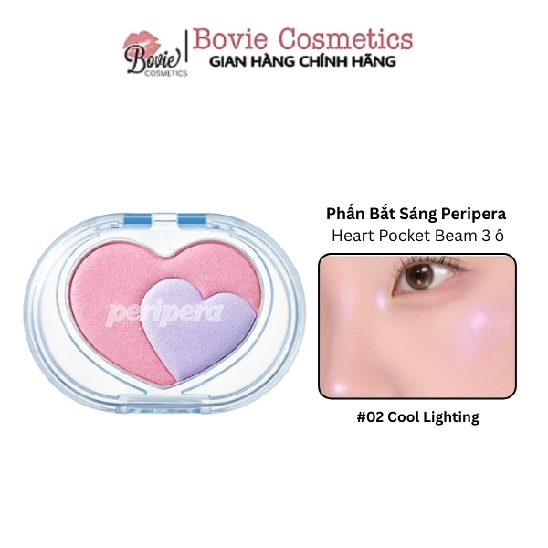 Phấn Bắt Sáng 3 Màu Peripera Heart Pocket Beam hình trái tim 3.3g